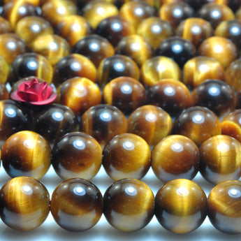 Natural Yellow Tiger Eye gemstone  A Grade smooth round loose beads wholesale jewelry making bracelet