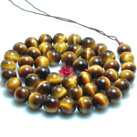 Natural Yellow Tiger Eye gemstone  A Grade smooth round loose beads wholesale jewelry making bracelet
