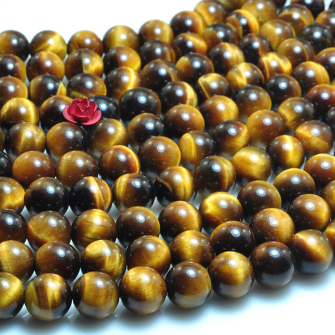 Natural Yellow Tiger Eye gemstone  A Grade smooth round loose beads wholesale jewelry making bracelet