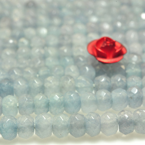 YesBeads Blue Jade faceted rondelle beads gemstone wholesale 3x4mm 15"