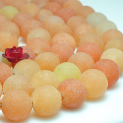 YesBeads Natural Orange Aventurine smooht round loose beads gemstone wholesale 15"