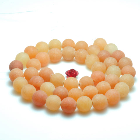 YesBeads Natural Orange Aventurine smooht round loose beads gemstone wholesale 15"