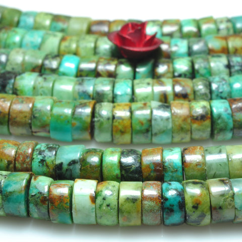 YesBeads Natural African Turquoise smooth heishi wheel beads green gemstone wholesale jewelry 15"