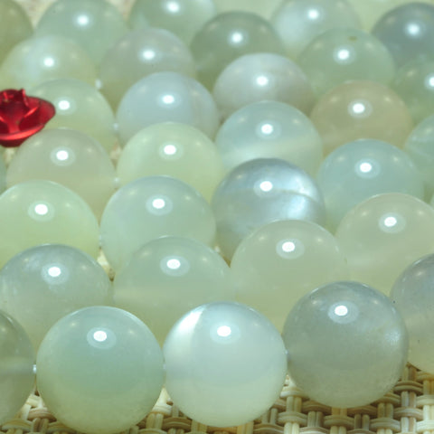 YesBeads Natural moonstone smooth round loose beads 10mm gray white gemstones wholesale jewelry making 15"
