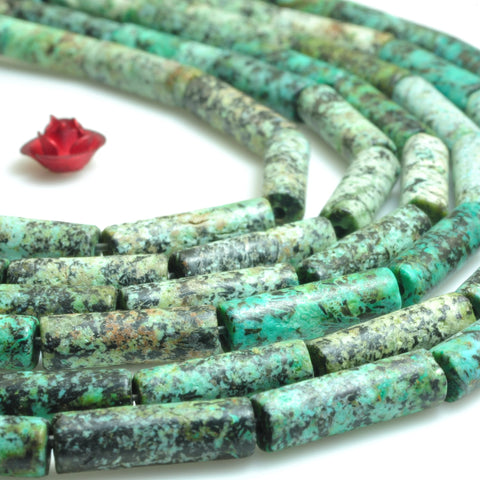 YesBeads Natural African turquoise matte tube beads  gemstone wholesale jewelry 15''