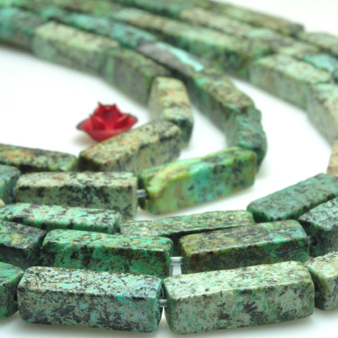 African turquoise beads natural green turquoise smooth rectangle beads gemstone wholesale jewelry making 15''