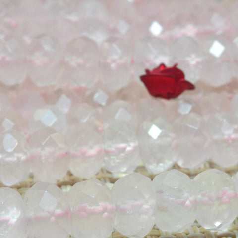 Natural Rose quartz beads pink gemstone faceted rondelle loose beads jewelry wholesale bracelet design 15''