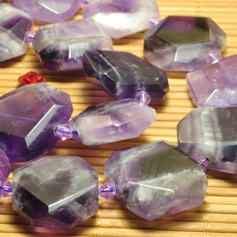 YesBeads Natural Amethyst dog teeth amethyst gemstone faceted nugget rectangle chunks loose beads 15.5 "