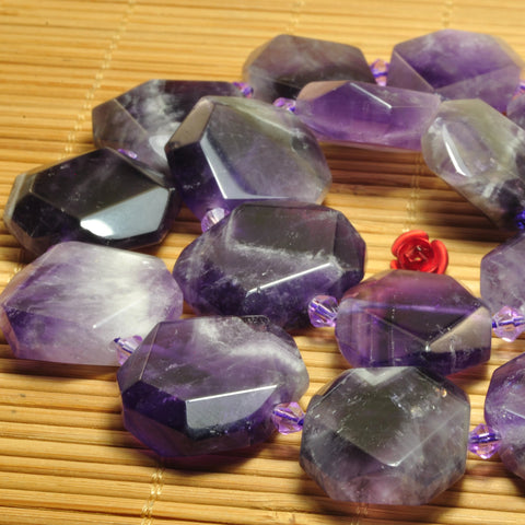 YesBeads Natural Amethyst dog teeth amethyst gemstone faceted nugget rectangle chunks loose beads 15.5 "