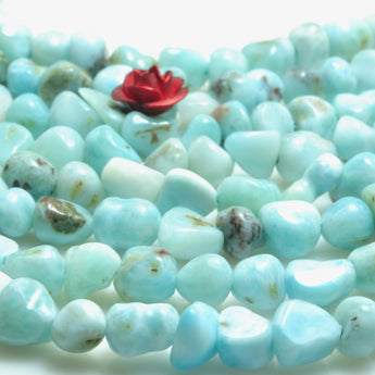 YesBeads Natural Larimar gemstone smooth pebble chip loose beads blue stones wholesale jewelry making bracelet design 15''