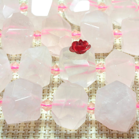 YesBeads Rose quartz beads natural pink gemstone faceted nugget chunks beads