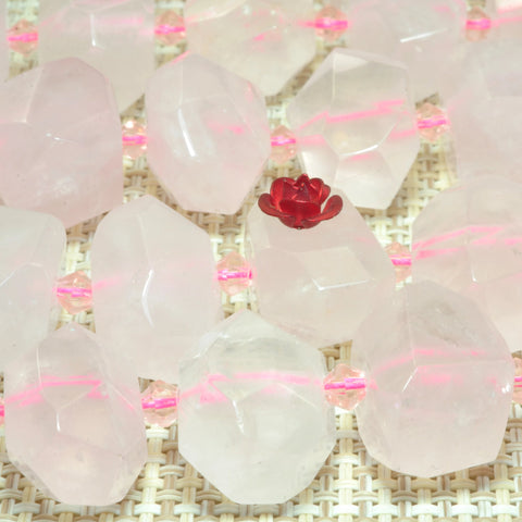 YesBeads Rose quartz beads natural pink gemstone faceted nugget chunks beads