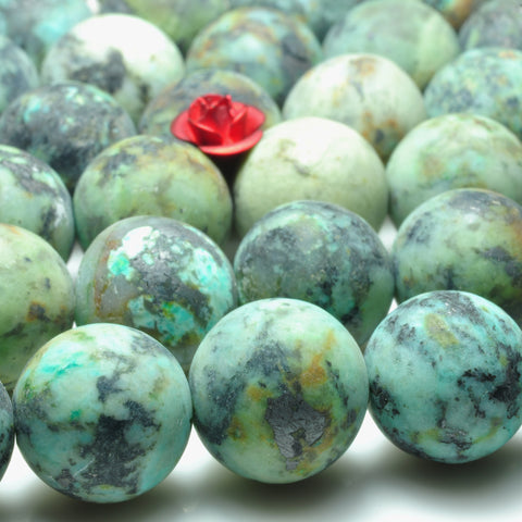 Natural African turquoise matte round loose beads green gemstones wholesale jewelry making 6mm-12mm 15"