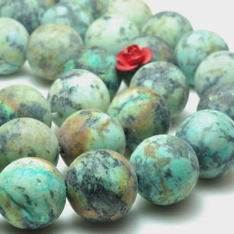 Natural African turquoise matte round loose beads green gemstones wholesale jewelry making 6mm-12mm 15"