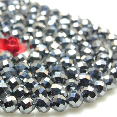YesBeads Terahertz ore stone faceted round loose beads wholesale gemstone jewelry making bracelet design 15"