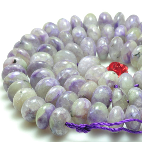 YesBeads Natural Charoite gemstone smooth rondelle loose beads wholesale purple charoite jewelry making 5x8mm 15"
