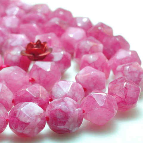 YesBeads Alabaster stone star cut faceted nugget loose beads peach red gemstone wholesale jewelry making 15"