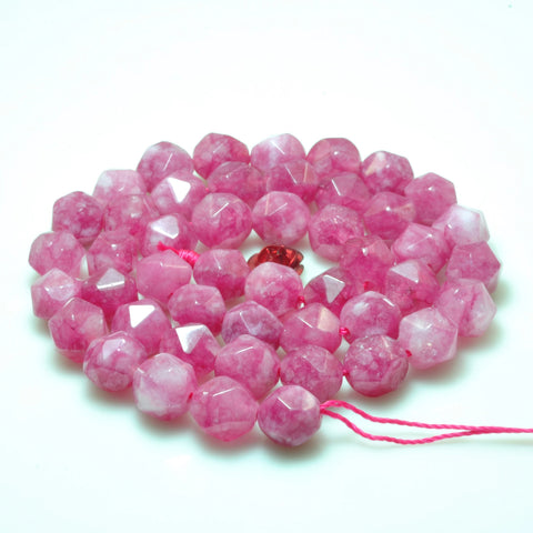 YesBeads Alabaster stone star cut faceted nugget loose beads peach red gemstone wholesale jewelry making 15"