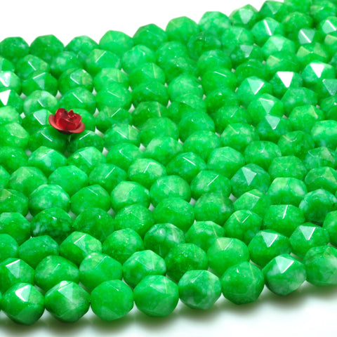 YesBeads Alabaster stone star cut faceted nugget loose beads green gemstone wholesale jewelry making bracelet design 15''