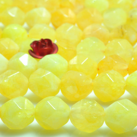 YesBeads Alabaster stone star cut faceted nugget loose beads yellow gemstone wholesale jewelry making bracelet design 15''