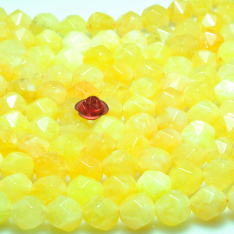 YesBeads Alabaster stone star cut faceted nugget loose beads yellow gemstone wholesale jewelry making bracelet design 15''