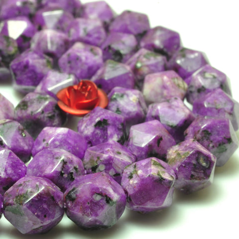 YesBeads Alabaster stone star cut faceted nugget loose beads purple gemstone wholesale jewelry making 15"