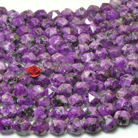 YesBeads Alabaster stone star cut faceted nugget loose beads purple gemstone wholesale jewelry making 15"