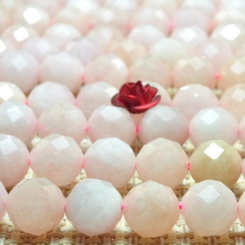 YesBeads Natural Morganite gemstone faceted round loose beads pink stone wholesale jewelry making  15"-64 Faces