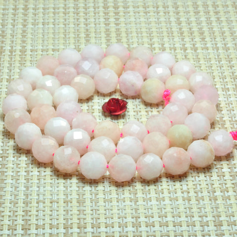 YesBeads Natural Morganite gemstone faceted round loose beads pink stone wholesale jewelry making  15"-64 Faces