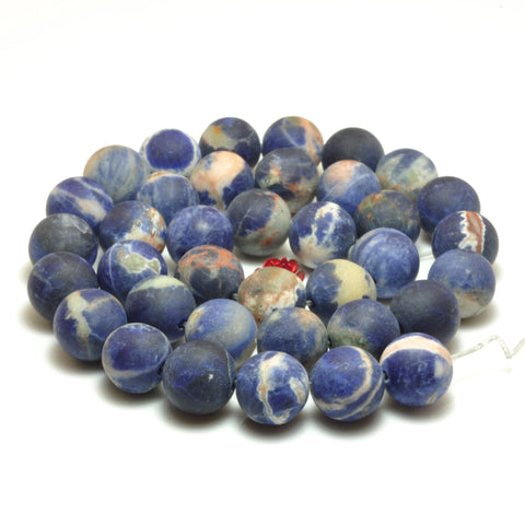 YesBeads Natural Orange Blue Sodalite matte round beads gemstone wholesale jewelry 6mm-10mm 15"