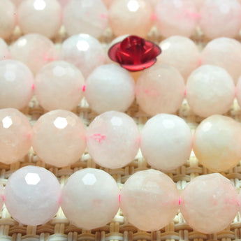 YesBeads natural pink morganite stone faceted loose round beads gemstone wholesale jewelry making 15''