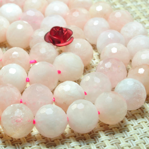 YesBeads natural pink morganite stone faceted loose round beads gemstone wholesale jewelry making 15''