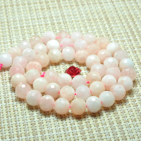 YesBeads natural pink morganite stone faceted loose round beads gemstone wholesale jewelry making 15''