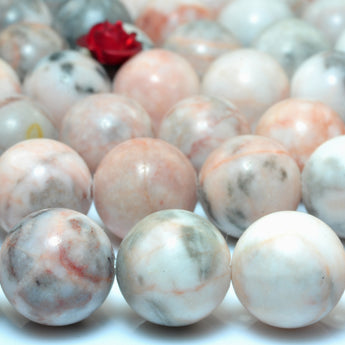 YesBeads Natural Pink Zebra Jasper A grade smooth round loose beads gemstone wholesale jewelry 15"