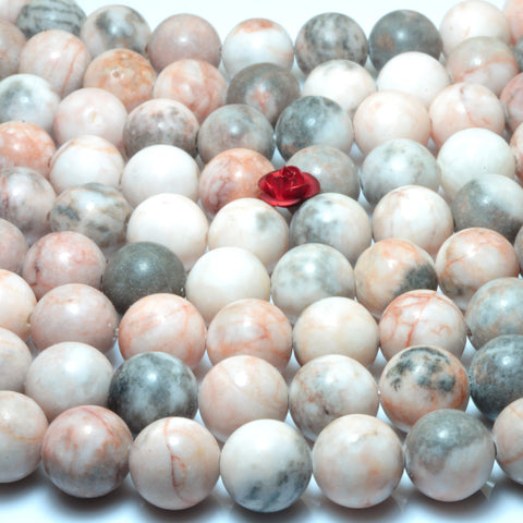 YesBeads Natural Pink Zebra Jasper A grade smooth round loose beads gemstone wholesale jewelry 15"