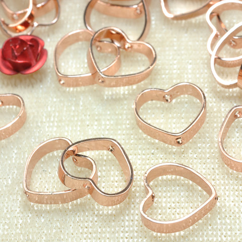 YesBeads Heart bead frame electroplated two holes copper spacer connector beads wholesale findings supplies