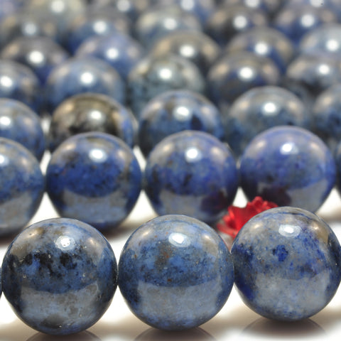 YesBeads Natural Blue Dumortierite gemstone smooth round loose beads wholesale jewelry making diy 15"