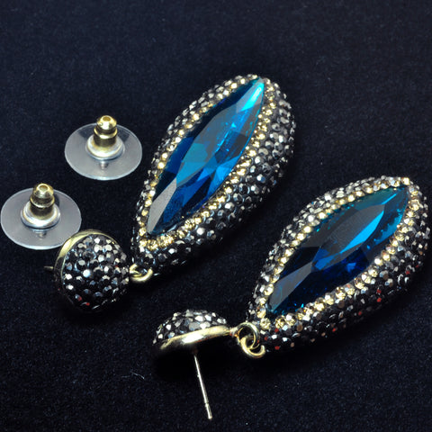 YesBeads Earrings glass beads paved CZ rhinestone crystal stud dangle earrings teardrop shape whoelesale jewelry