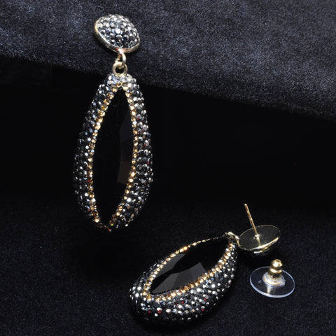 YesBeads Earrings glass beads paved CZ rhinestone crystal stud dangle earrings teardrop shape whoelesale jewelry