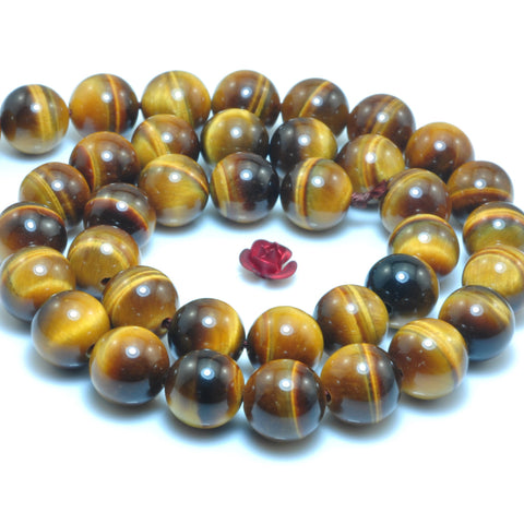 YesBeads Natural yellow tiger eye AAA grade gemstone smooth round loose beads wholesale jewelry making 10mm 15"