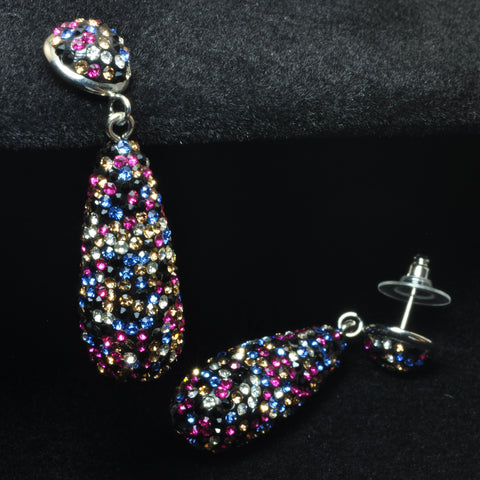 YesBeads Earrings CZ pave rainbow rhinestone crystal paved stud dangle earrings teardrop fashion jewelry