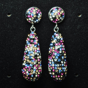 YesBeads Earrings CZ pave rainbow rhinestone crystal paved stud dangle earrings teardrop fashion jewelry