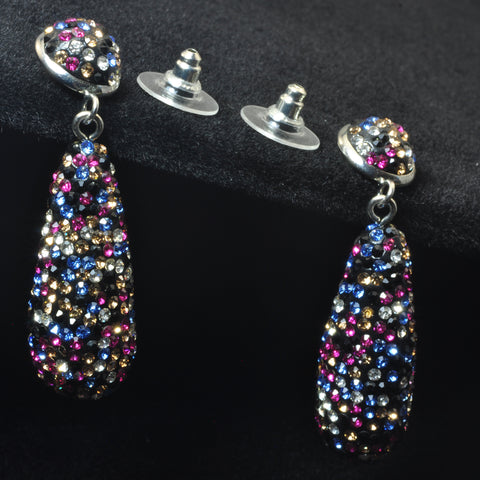 YesBeads Earrings CZ pave rainbow rhinestone crystal paved stud dangle earrings teardrop fashion jewelry
