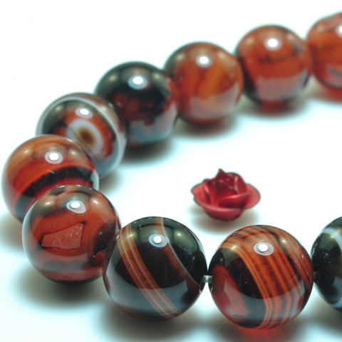 YesBeads Rainbow banded agate smooth round loose beads gemstone wholesale jewelry making supplies 10mm 15"