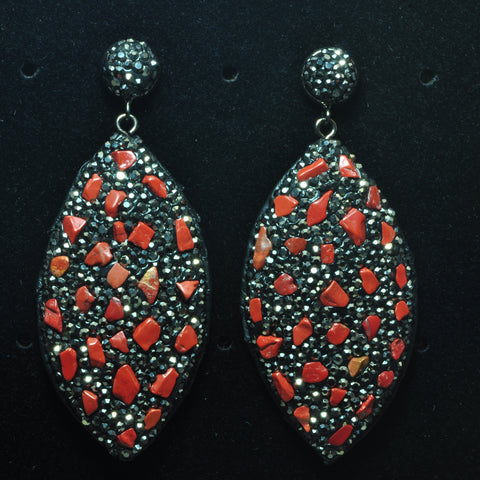 YesBeads Earrings stone chips beads paved CZ rhinestone crystal stud dangle earrings oval shape whoelesale jewelry