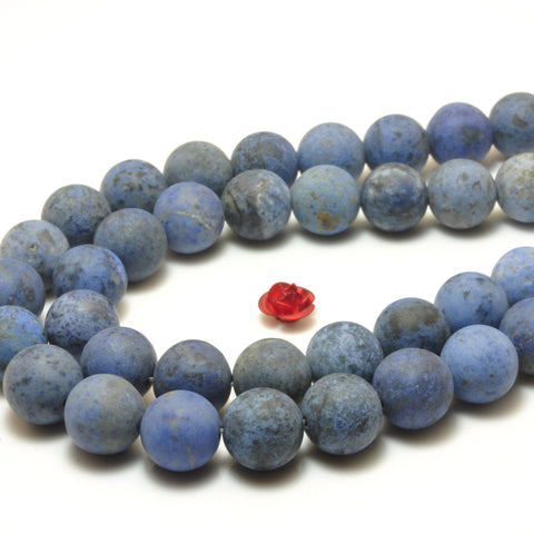 YesBeads Natural Blue Dumortierite gemstone matte round loose beads wholesale jewelry making 15"