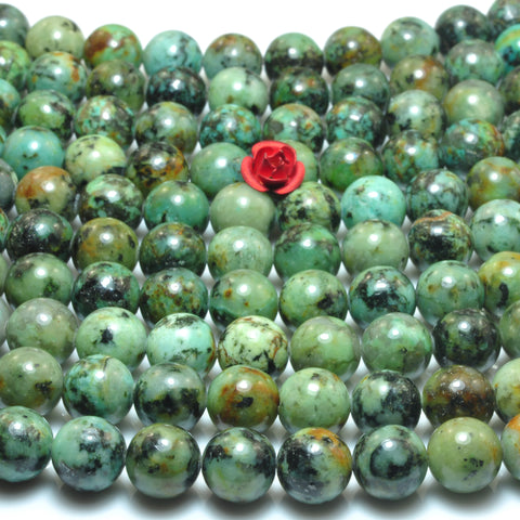 YesBeads natural African Turquoise A grade smooth round loose beads green turquoise gemstone wholesale jewelry making 15"