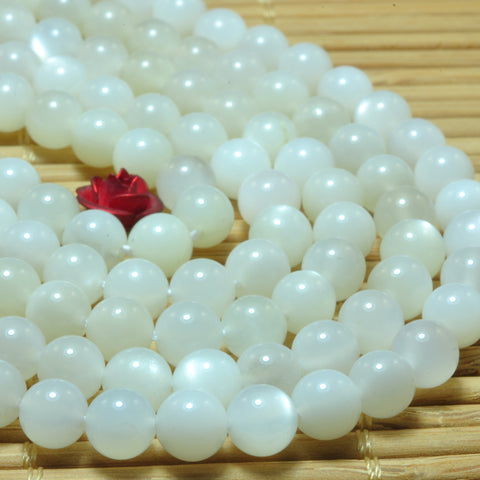 YesBeads natural white Moonstone smooth loose round beads wholesale gemstone jewelry 5mm 15"strand