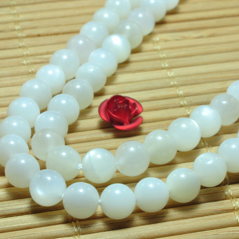 YesBeads natural white Moonstone smooth loose round beads wholesale gemstone jewelry 5mm 15"strand