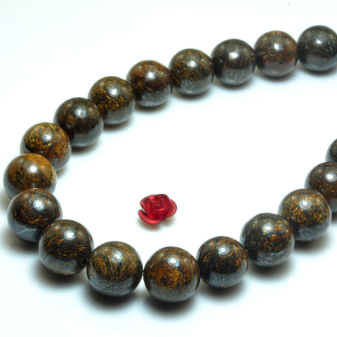 YesBeads Bronzite stone smooth loose round beads wholesale gemstone jewelry making supplies 15"